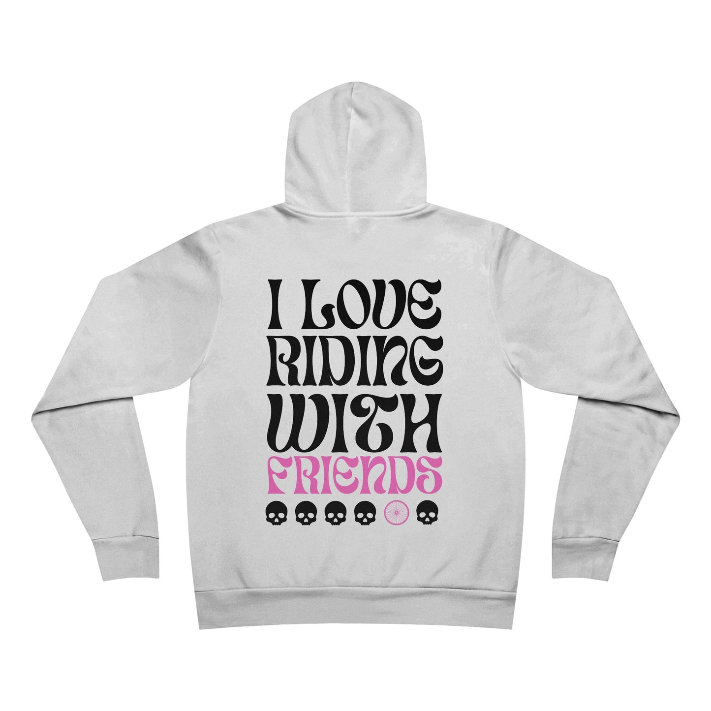 I Love Riding With Friends Skull Pink Unisex Sponge Fleece Pullover Hoodie