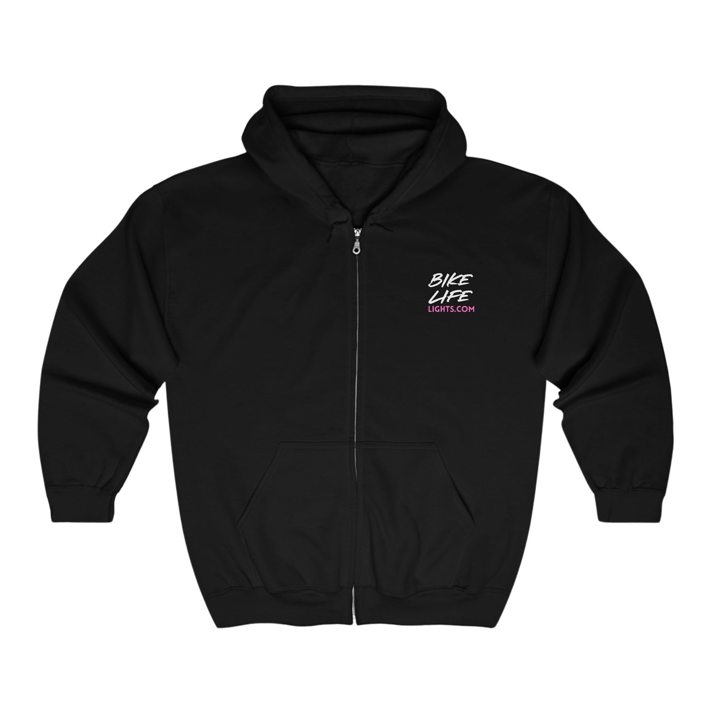 Unisex Heavy Blend™ Full Zip Hooded Sweatshirt - Bike Life Lights - Black