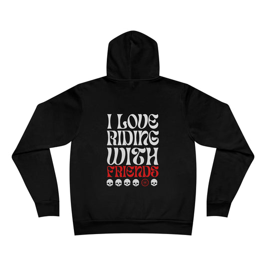 I Love Riding With Friend Skull Red Unisex Sponge Fleece Pullover Hoodie