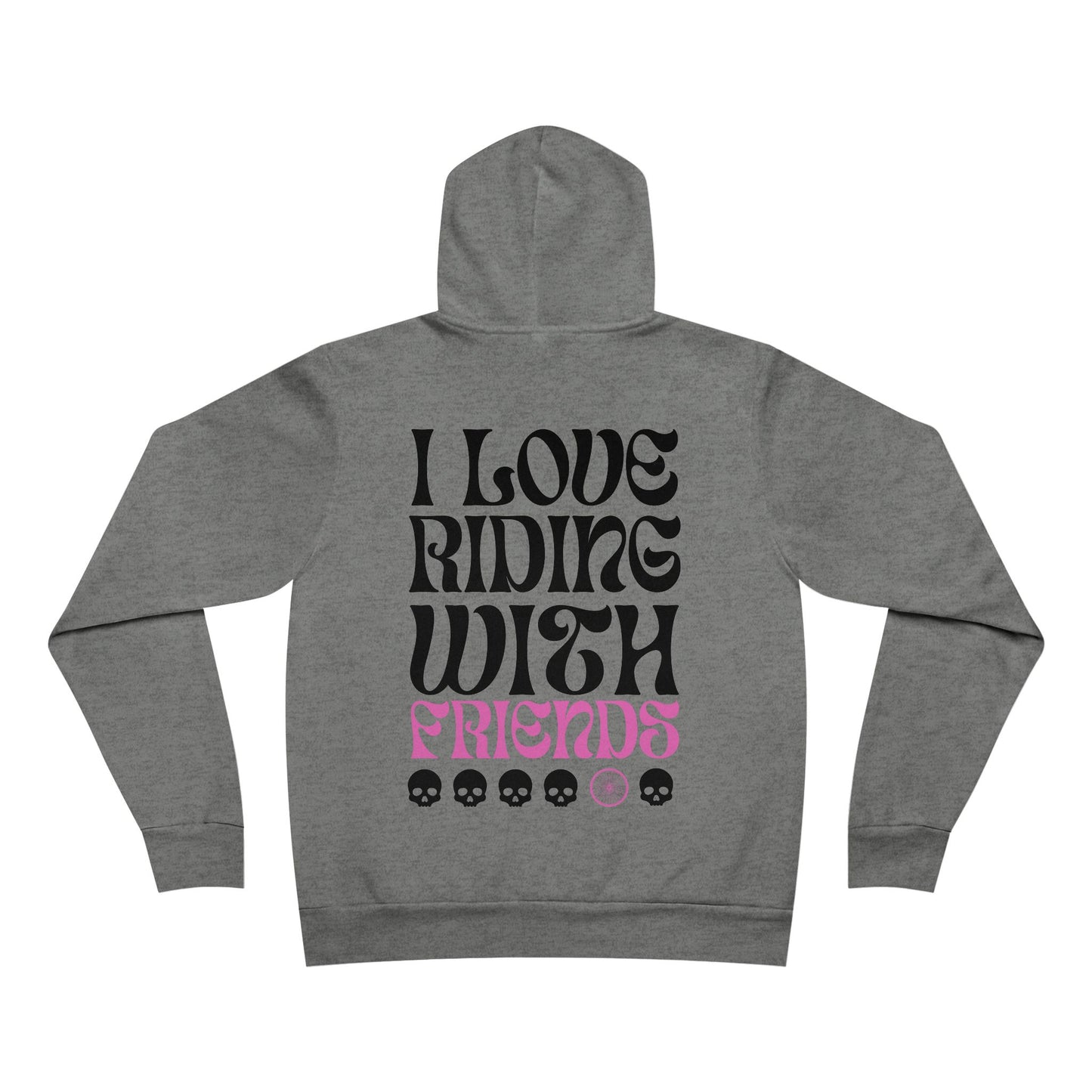 I Love Riding With Friends Skull Pink Unisex Sponge Fleece Pullover Hoodie